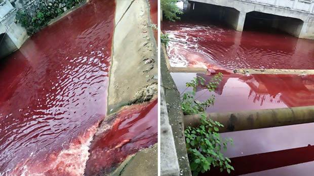 El río chino que la sangre tiñó de rojo durante unas horas