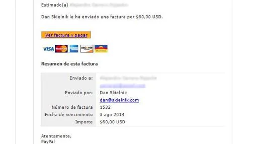 Captura de pantalla de un fraude con un falso proveedor
