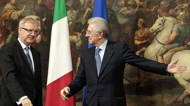 Monti y Rehn, ayer durante una comparecencia pblica en Roma