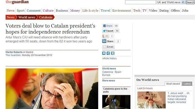Elecciones catalanas 2012: La prensa internacional destaca el descalabro de Artur Mas
