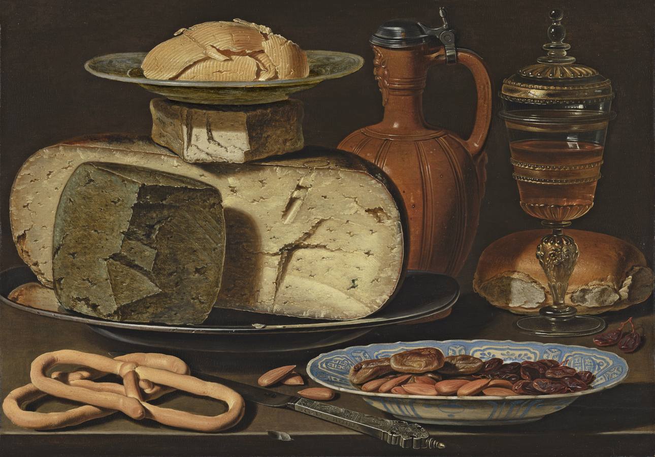 «Bodegón con quesos, almendras y panecillos» (c. 1612-1615), de Clara Peeters