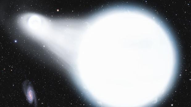 Representación de una enana blanca rápida disparada en una explosión de supernova