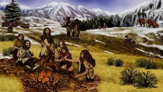 Neandertales alrededor del fuego