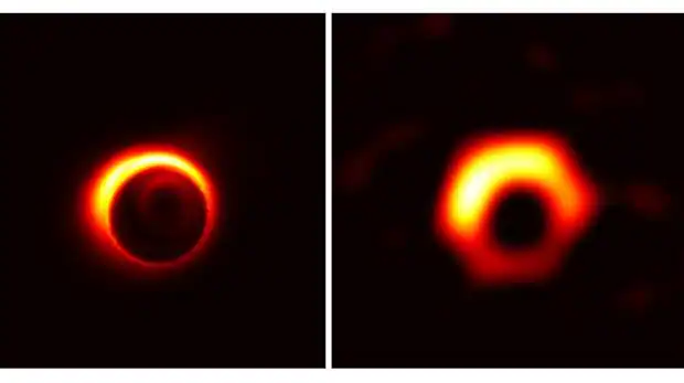 SimulaciÃ³n que muestra el aspecto del agujero negro central de la galaxia M87