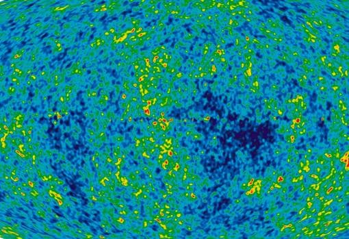 Sutiles fluctuaciones de temperatura en el Universo primitivo, captados por la sonda WMAP, que muestran la radiación de fondo de microondas