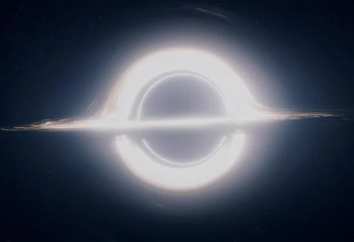 Simulación de un agujero negro aparecida en la película «Interestellar»