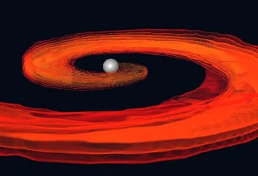 Simulación de la destrucción de una estrella de neutrones en un agujero negro