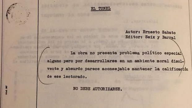 Extracto del expediente de la censura franquista, emitido el 15 de noviembre de 1965