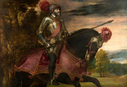 «Carlos V a caballo en Mühlberg» de Tiziano. Detalle
