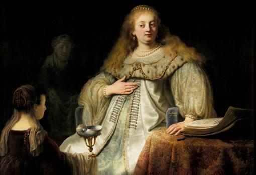 «Judit en el banquete de Holofernes» de Rembrandt. Detalle