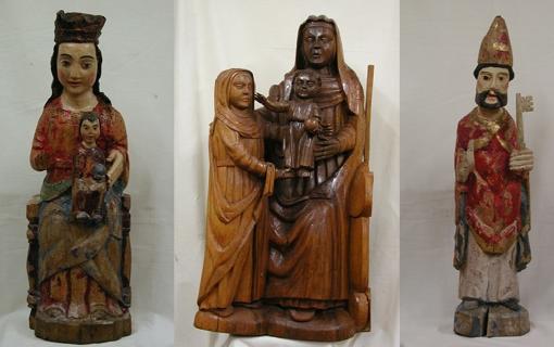 Las tres tallas, tras la restauración realizada por Luis Suárez Saro en 2003