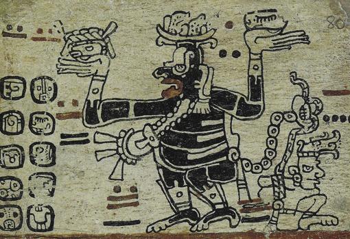 Una ilustración maya del siglo XVI del Códice Tro-Cortesiano o Códice de Madrid