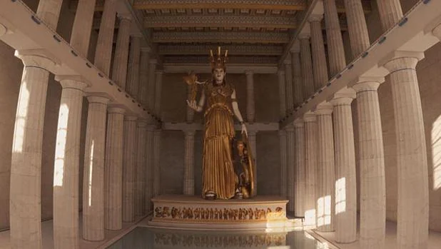 Recreación de la cella, donde se guardaba la estatua de la diosa Atenea