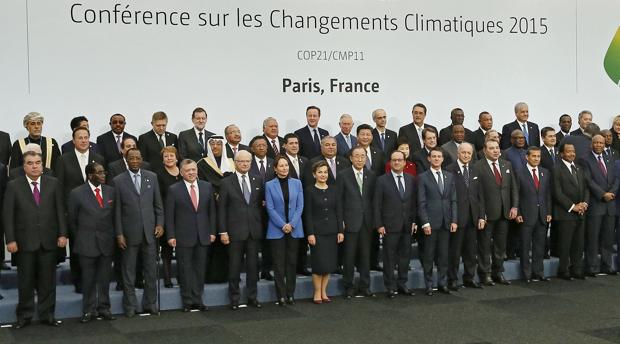 Líderes asistentes a la cumbre del clima de París