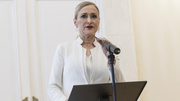 Cristina Cifuentes el día que presentó su dimisión como presidenta de la Comunidad de Madrid