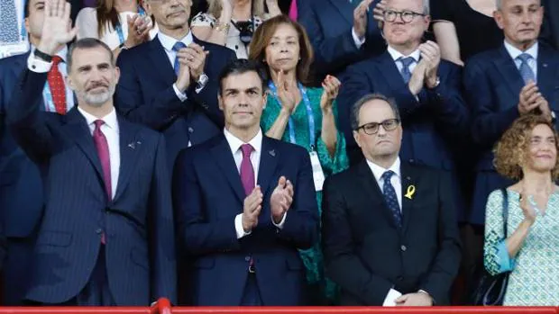 El Rey, Sánchez, Torra y Batet, en la apertura de los Juegos del Mediterráneo, en Tarragona