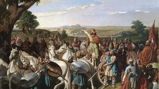 El Rey Don Rodrigo arengando a sus tropas en la batalla de Guadalete