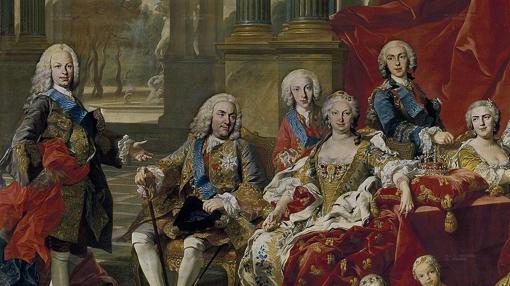 Detalle del cuadro La familia de Felipe V de Van Loo (1743),