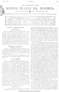 Edición original del «Nuevo Diario de Madrid» del 24 de julio de 1821