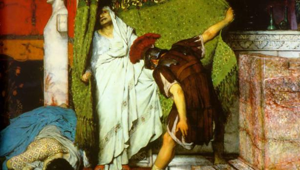 Grato proclama a Claudio emperador. Detalle del cuadro A Roman Emperor 41AD (Un emperador romano, 41 d. C.)