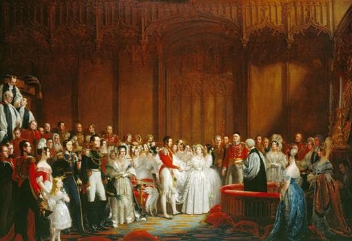 Boda de la Reina Victoria con el Príncipe Alberto, pintura de George Hayter