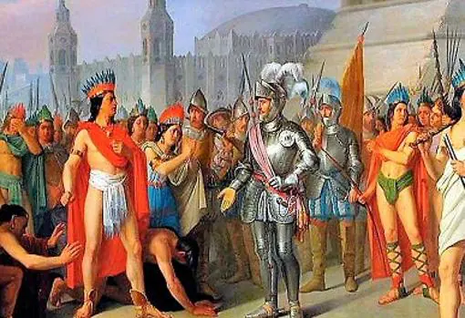 Cortés, junto a Moctezuma