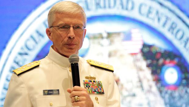 El jefe del Comando Sur de EE.UU., Craig Faller, en una rueda de prensa en Tegucigalpa el pasado 7 de mayo